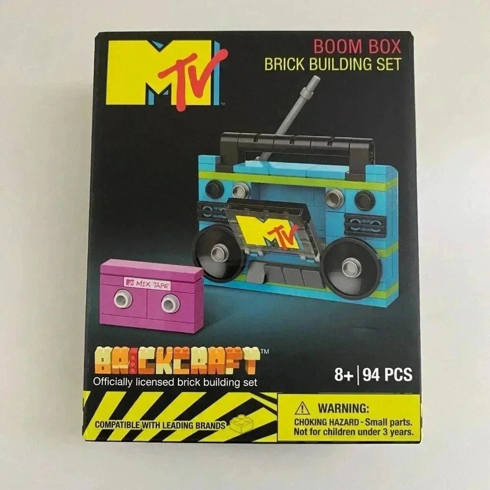 MTV Boom Box BrickCraft Brick Building Set 94 Pieces Stereo Cassette Retro